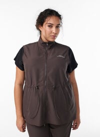 Sleeveless vest with an elasticated waist, Brown, Model
