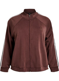 High-neck training top with stripes on the sleeves