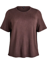 Short-sleeved knit blouse in viscose