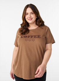 FLASH - T-shirt with print, Brown, Model