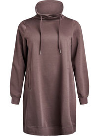 FLASH - Short sweatshirt dress with high collar and pockets