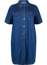 Denim dress with buttons and short sleeves