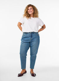 Mille Mom Fit Jeans with high waist, Blue, Model