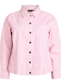 Coloured denim shacket with stripes