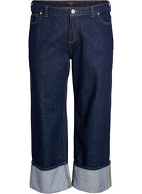 Straight fit jeans with wide legs and turn-ups