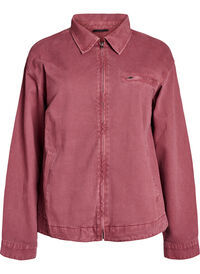 Coloured denim jacket with zip fastening