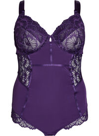 Lace and microfibre bodystocking with underwire