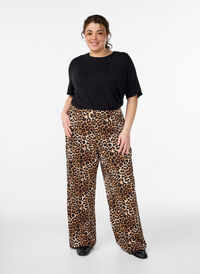Leopard print straight-leg trousers, Brown, Model