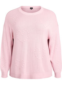 Loose knit blouse with heart pattern