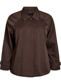 Short trench coat with collar and raglan sleeves