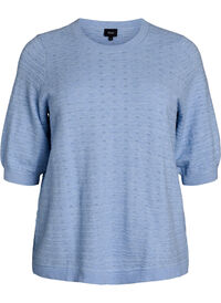 Knitted blouse with textured pattern and short sleeves