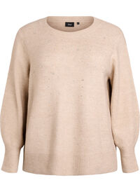 Knit blouse with rhinestones