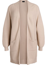 Long rib-knitted cotton cardigan