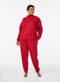 High-waisted joggers, Red, Model
