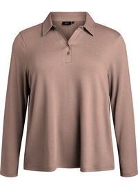 Long-sleeved jersey blouse with collar