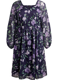 Chiffon party dress with long sleeves